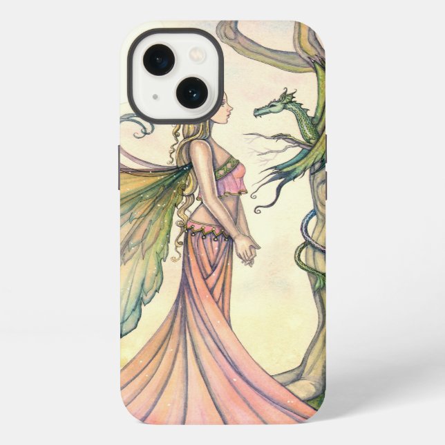 Coque iPhone L'art de fantasy de fée de dragon d'Autora Artwork (Verso)