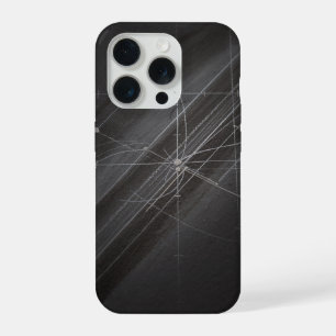 Coque iPhone 15 Pro L'art en ligne architectural géométrique au charbo