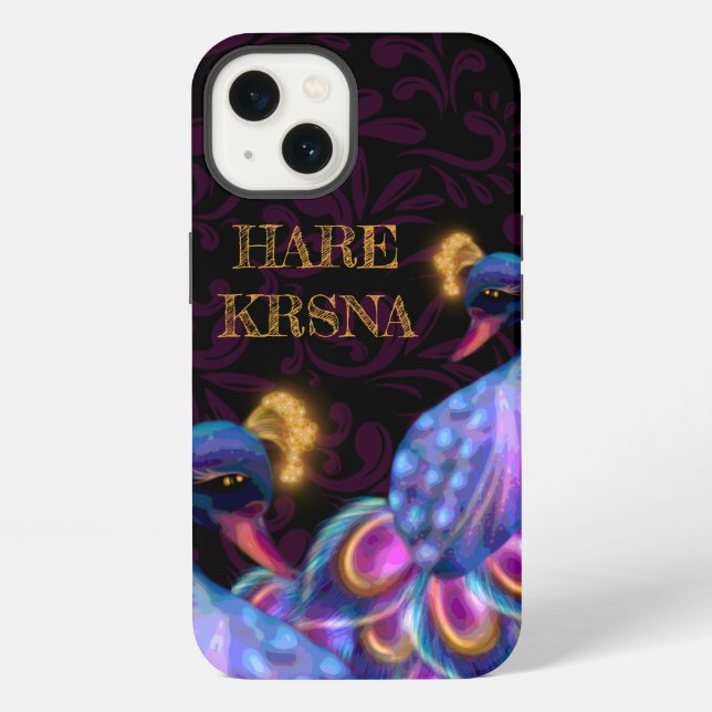 Coque iPhone L'art Hare Krishna - Paon divinement beau (Verso)
