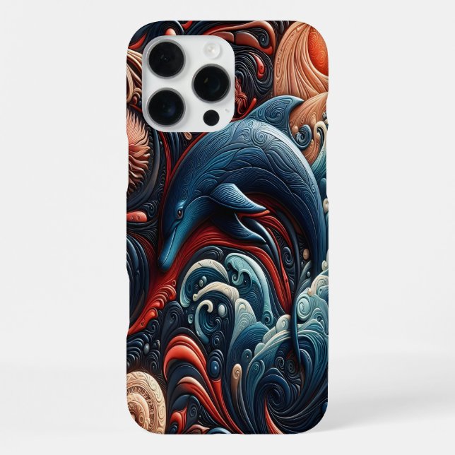 Coque iPhone L'art océanique Dolphin vibrant (Verso)