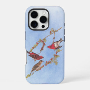Coque iPhone 16 Pro L'art vintage d'oiseaux rouges du Pinson pourpré d