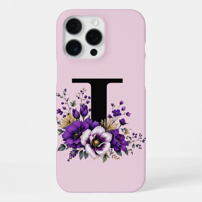Coque iPhone Lavande en Fleur : Initiale Monogrammée 'I'  (Verso)