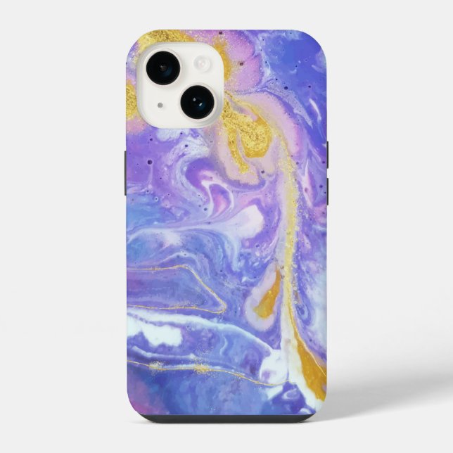 Coque iPhone Lavande et or Fluid Abstrait (Verso)