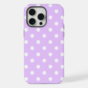 Coque iPhone 15 Pro Max Lavande Simple Avec De Beaux Pois blancs
