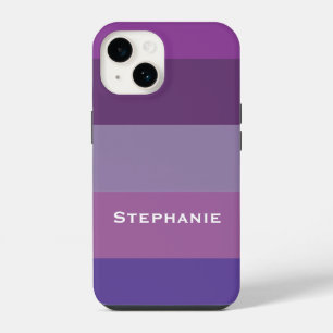 Coque Pour iPhone 14 Lavande violette colorée Abstraite bandes Nom