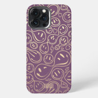 Lavender Gold Smile Smiling Face Motif Moderne