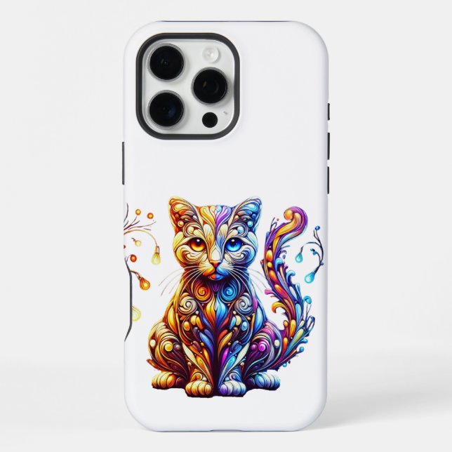 Coque iPhone Le Chat à l'Éclat Vibrant (Verso)