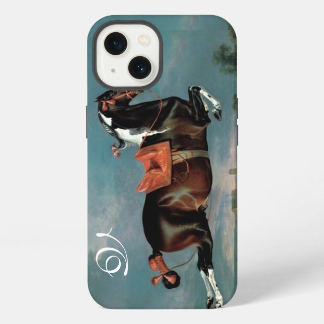 Coque iPhone Le cheval pie "Cehero" cabré en monogramme  (Verso)