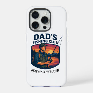 Coque iPhone 15 Pro Le Club de Pêche de Papa Rétro Coucher de Soleil F