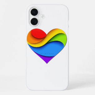 Coque iPhone 16 Plus Le cœur en forme de SlipperyJoe arc-en-ciel rouge