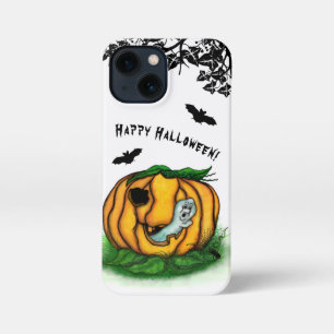 Etui iPhone 13 Mini Le fantôme d'Halloween, chauve-souris, fantôme et 