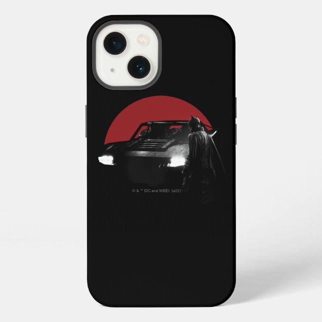 Coque iPhone Le graphique Batman & Batmobile (Verso)