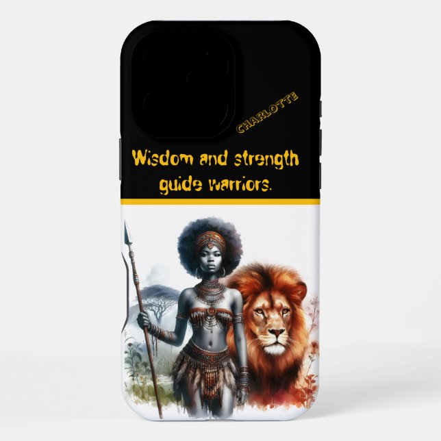 Coque iPhone Le guerrier est fier d'un lion (Verso)