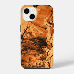 Coque Pour iPhone 14 LE LION DU CAP ALLONGÉ, Antique orange ,Noir