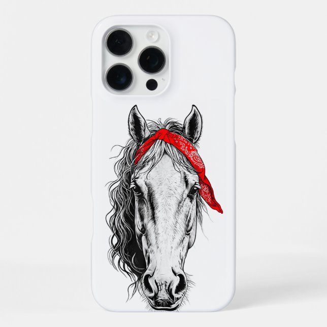 Coque iPhone Le mignon cheval porte la Bandana rouge occidental (Verso)