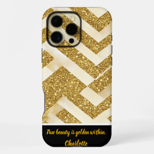 Coque iPhone 16 Pro Max Le motif de zigzag or brille de façon éclatante