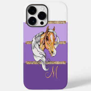 Coque Pour Pour iPhone 14 Pro Max Le Palomino (dégradé violet/rayures dorées) Étui-M