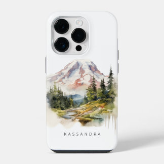 Coque Pour iPhone 14 Plus Le paysage de l'aquarelle du Mont Rainier