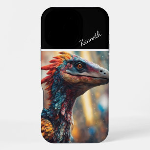 Coque iPhone 16 Pro Max Le regard du Raptor Arc-en-ciel