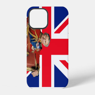 Coque iPhone 12 Le roi Charles III avec drapeau britannique