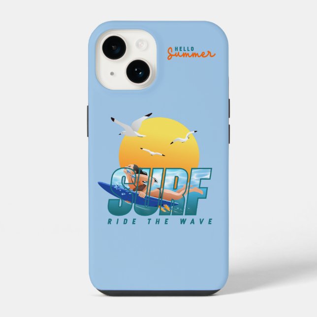 Coque iPhone Le surfeur chevauche la vague | (F) (Verso)