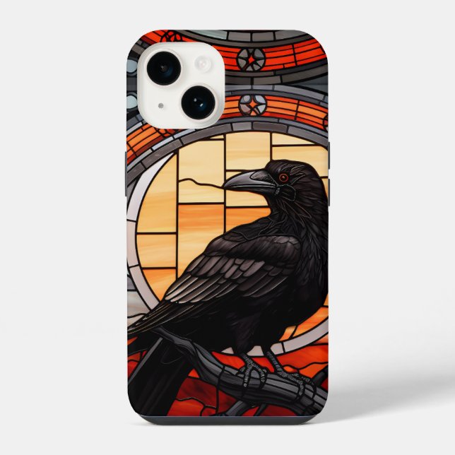 Coque iPhone Le vitrail du corbeau effrayant (Verso)