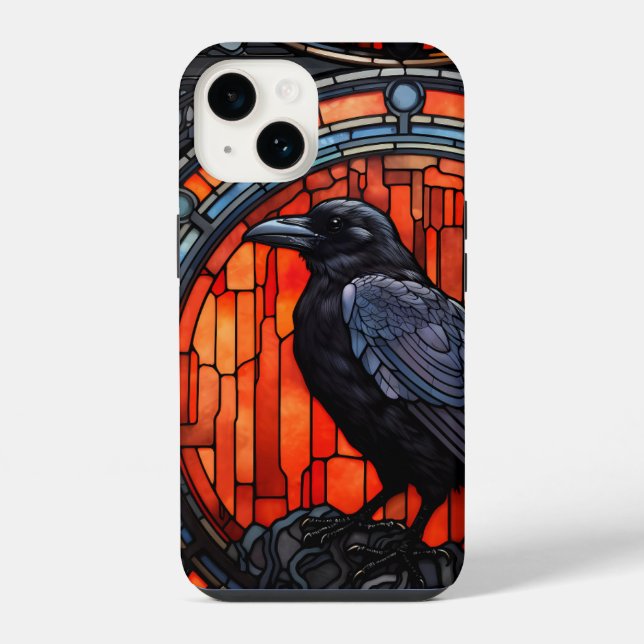 Coque iPhone Le vitrail du corbeau effrayant (Verso)