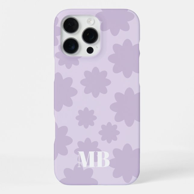 Coque iPhone légère initiale de monogramme de nom floral violet (Verso)