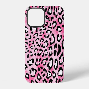 Coque iPhone 12 Léopa blanc rose vintage dessiné à la main