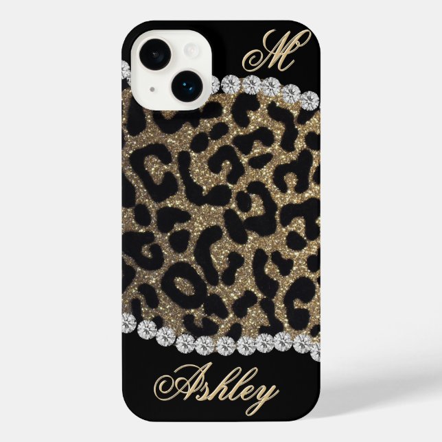 Coque iPhone Leopard and Diamond Monogram (Verso)