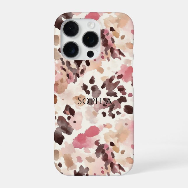 Coque iPhone Léopard Brun Crème Rose   (Verso)
