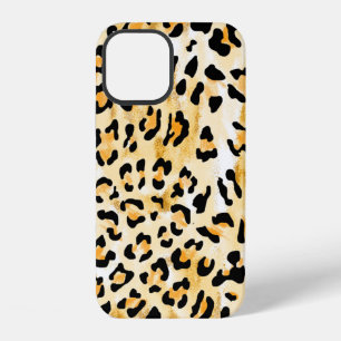 Coque iPhone 12 léopard de couleur jaune et blanc sans couture des