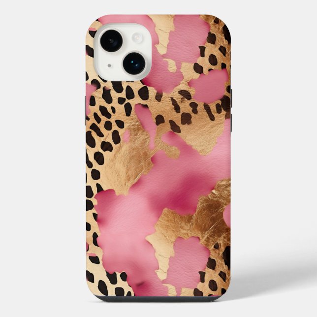 Coque iPhone Léopard doré rose (Verso)