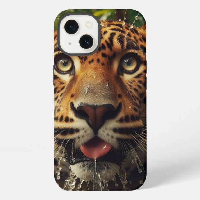 Coque iPhone Léopard fixe du regard tout en buvant de l'eau dan (Verso)