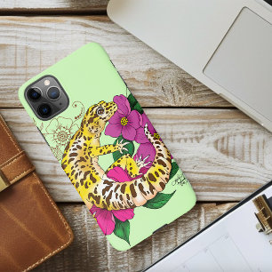 Coque iPhone 11Pro Max Léopard jaune Gecko Vert