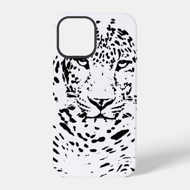 Coque iPhone Léopard Noir Blanc (Verso)