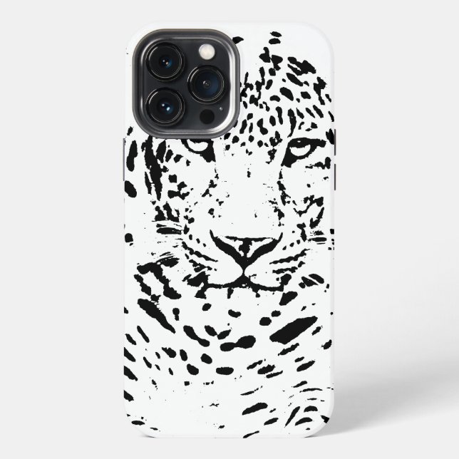 Coque iPhone Léopard noir et blanc (Verso)