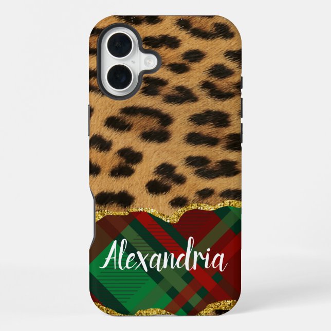 Coque iPhone Léopard Plaid (Verso)