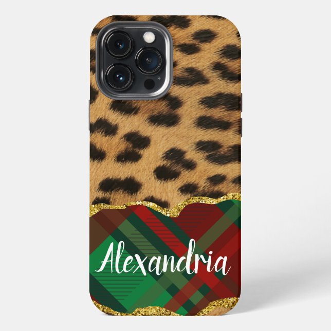 Coque iPhone Léopard Plaid (Verso)