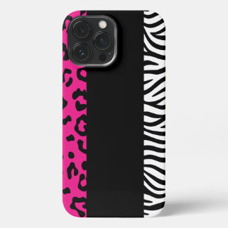Etui iPhone 13 Pro Max Leopard rose chaud et Poster de animal zèbre