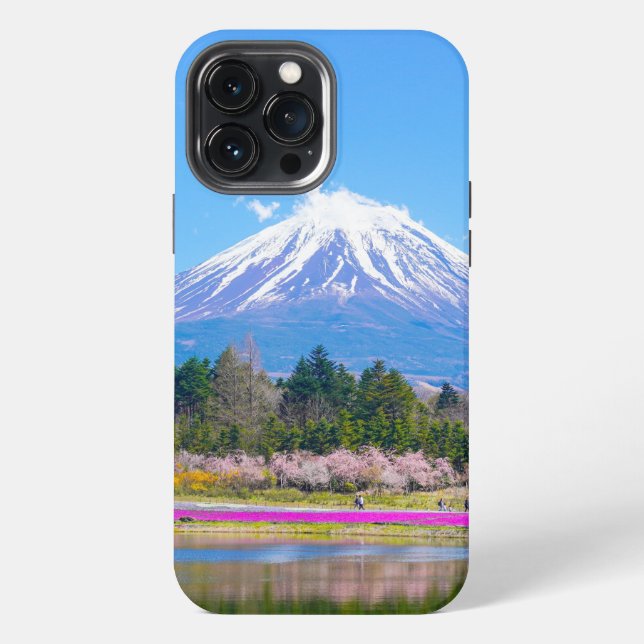 Coque iPhone Les arbres et fleurs du Mont Fuji (Verso)