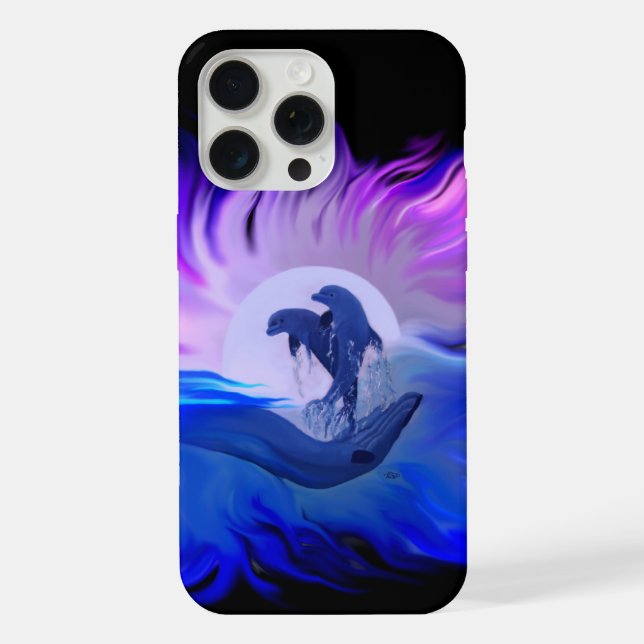 Coque iPhone Les dauphins au clair de lune (Verso)