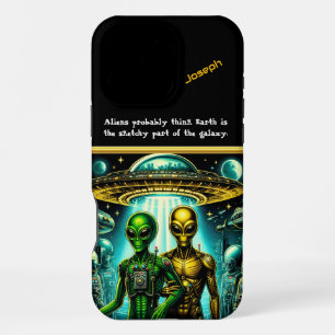 Coque iPhone 16 Pro Max Les extraterrestres dans le ciel nocturne de la zo