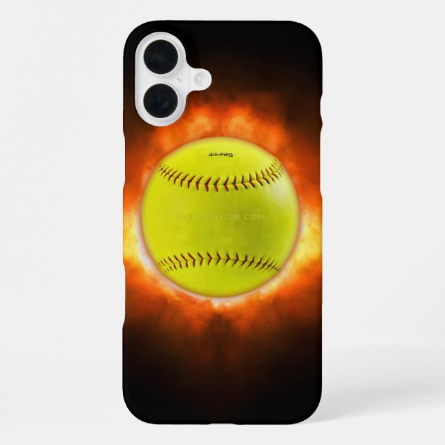 Coque iPhone Les flammes de balle rapide de softball jaune de S (Verso)