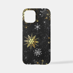 Coque iPhone 12 Mini Les flocons dorés de Noël sur l'Arrière - plan noi