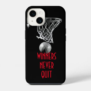 Coque Pour iPhone 14 Les gagnants ne quittent jamais le basket-ball