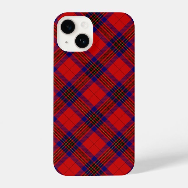 Coque iPhone Leslie tartan rouge bleu violet plaid (Verso)