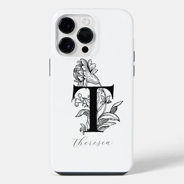 Coque iPhone Lettre botanique monogramme T nom    (Verso)