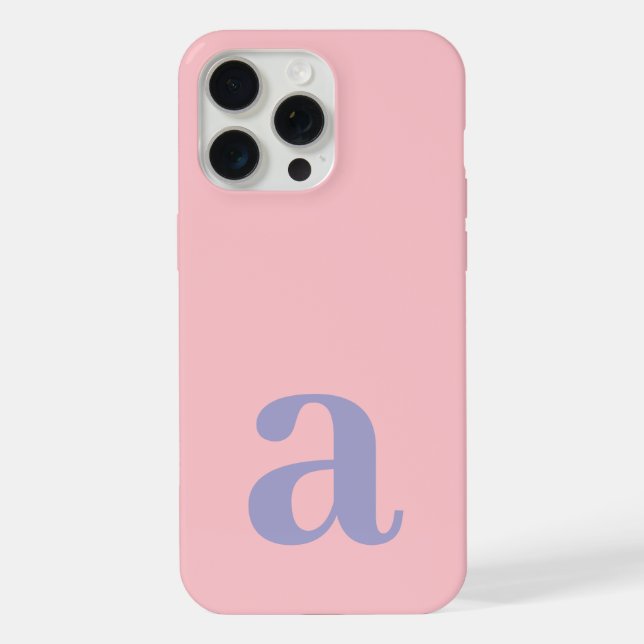 Coque iPhone Lettre de monogramme grande rose et bleu minimalis (Verso)
