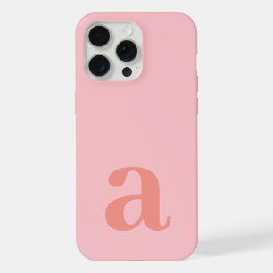 Coque iPhone 15 Pro Max Lettre de monogramme grande rose minimaliste
